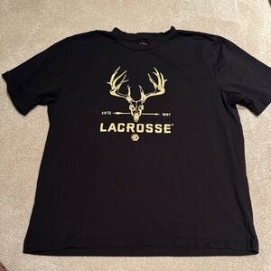 LaCrosse Black Tee with Gold Deer Graphic